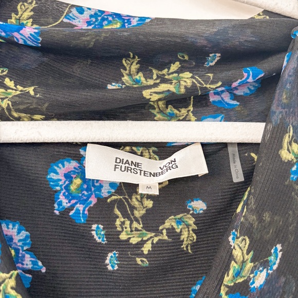 DVF Diane Von Furstenberg Rochelle Floral Long Sleeve Mesh Midi Dress - Picture 7 of 8